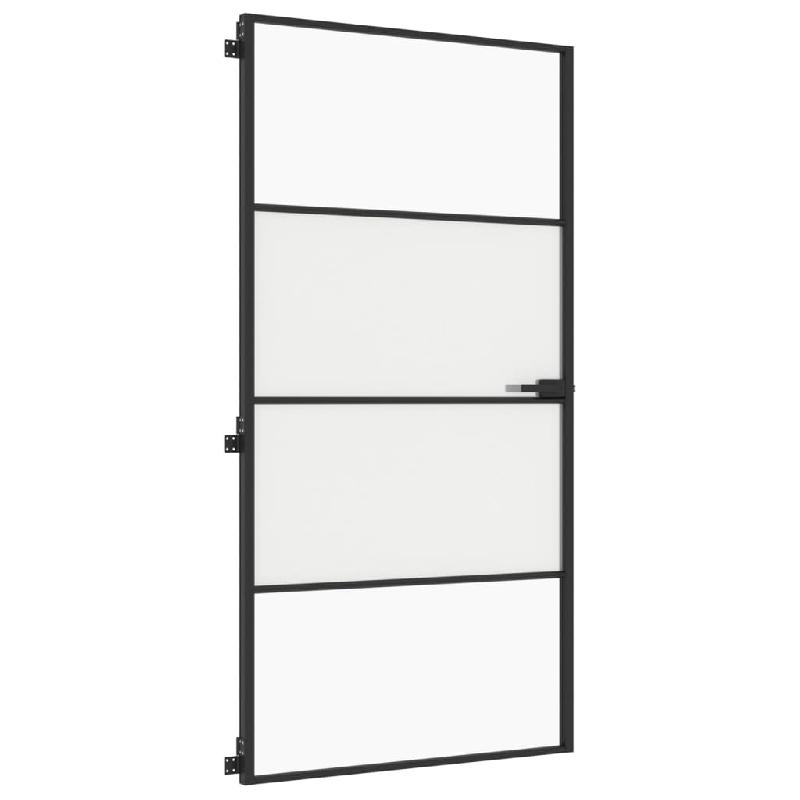 Vidaxl porte intérieure mince noir verre trempé aluminium 155122_3