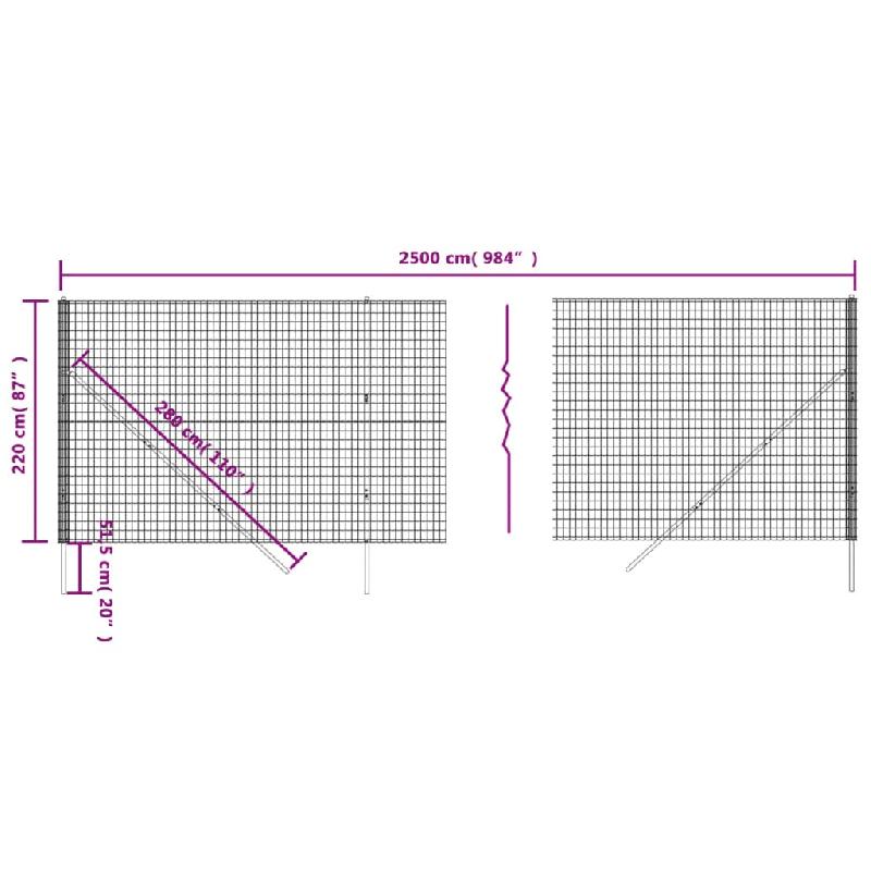 Vidaxl clôture en treillis métallique anthracite 2,2x25 m 154207_3