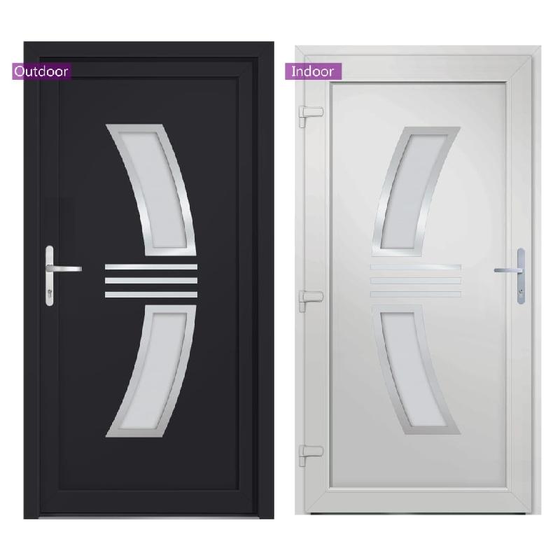 Vidaxl porte d'entrée anthracite 88x200 cm pvc 3187931_3