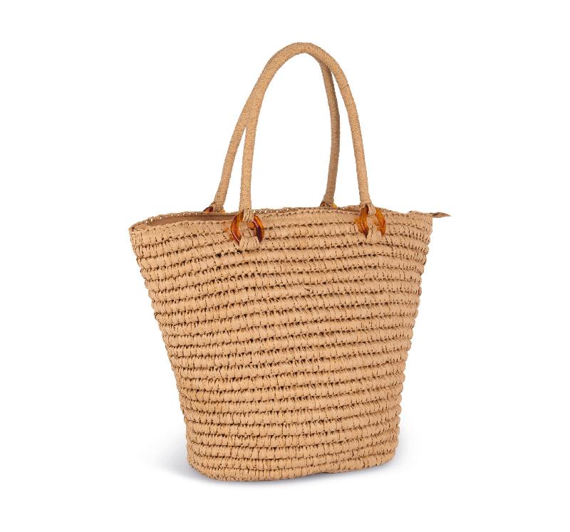 Panier shopping en fibre de papier - anses tressées corde - polyester recyclé - Réf: KI5224_3