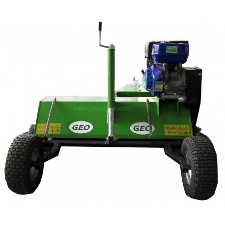 Tondeuse tractable avec réglage de hauteur de coupe par manivelle