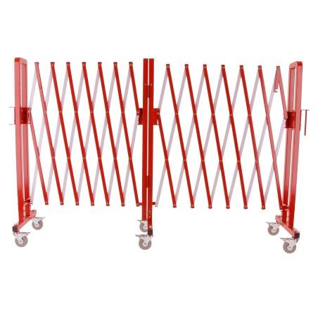 Barrière de sécurité extensible - Rouge / Blanc / Avec roulette / 4000x450x1000_3