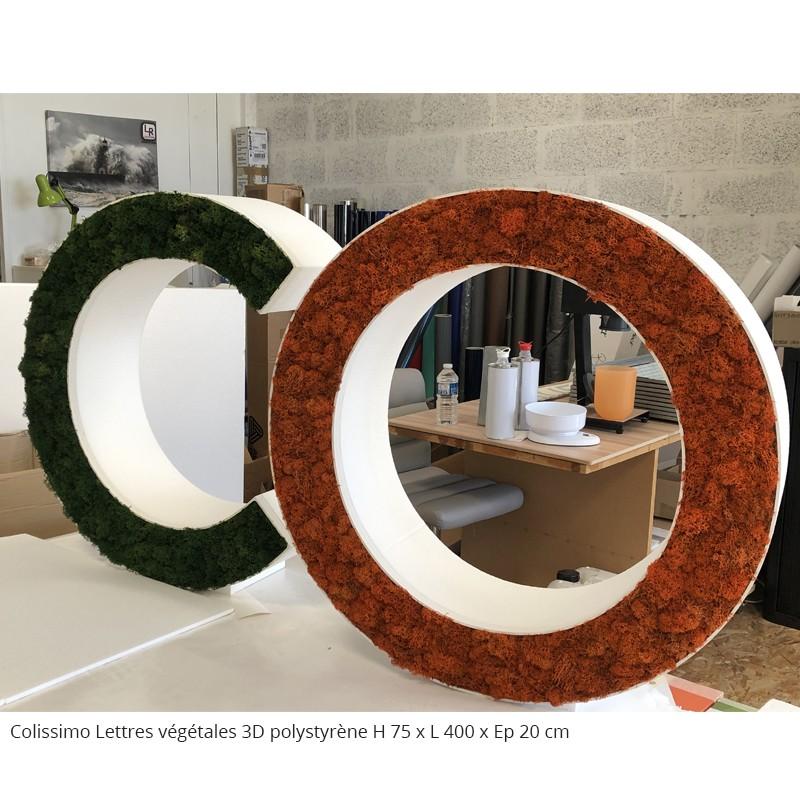 Lettres et logo végétales 3D en polystyrène - Jaune, Lettres, Lichen scandinave pour l'intérieur uniquement_3