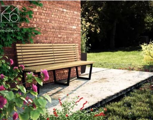 Banc public Bergen 02.015SC - 180cm - acier inoxydable ou acier au carbone - bois tendre, dur ou exotique_3