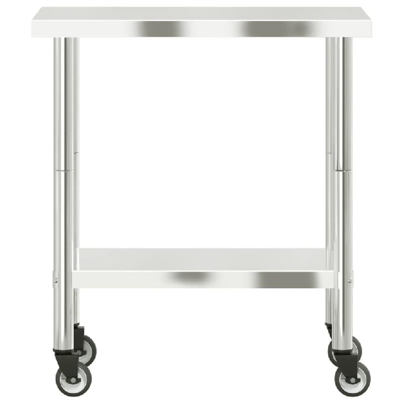 Vidaxl table de travail de cuisine avec roues 82,5x55x85 cm inox 376463_3