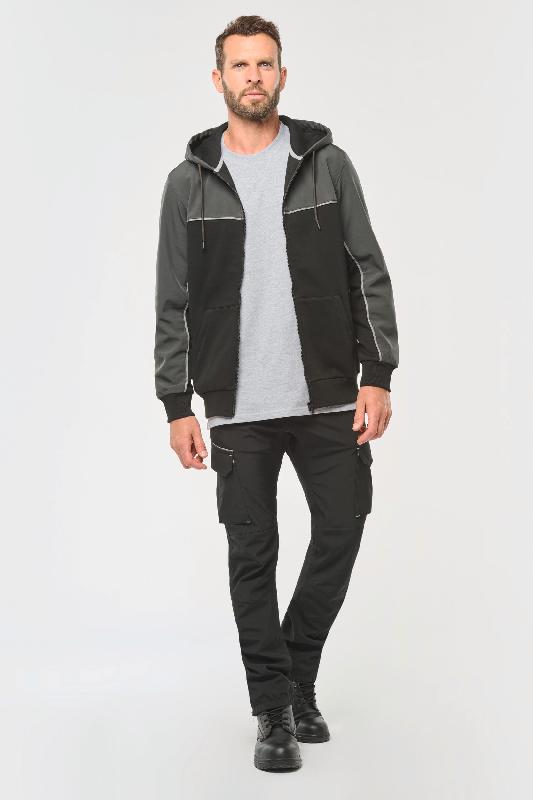 Veste de travail molleton bicolore zippée à capuche écoresponsable unisexe - Réf: WK410 - 60% coton / 40% polyester recyclé_3