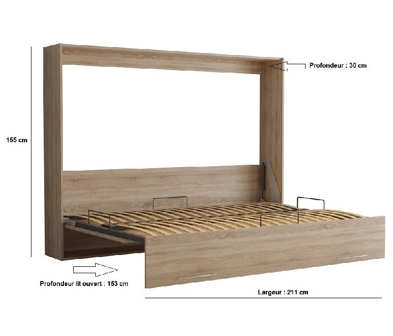 Armoire lit escamotable VERTIGO chêne naturel - couchage 140x200 cm - ouverture transversale_3