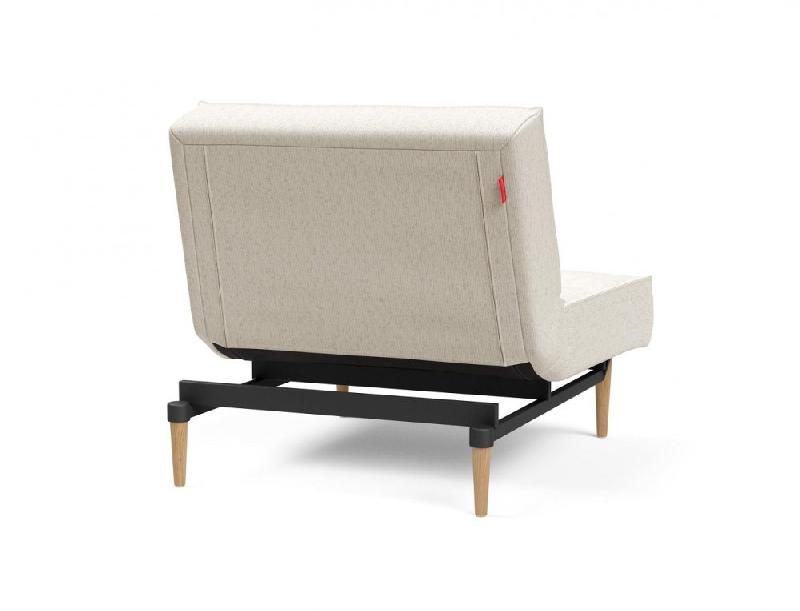 Innovation Living - Fauteuil Splitback Styletto convertible lit 90x115 cm - Pieds chêne naturel - Tissu bouclé Off White_3