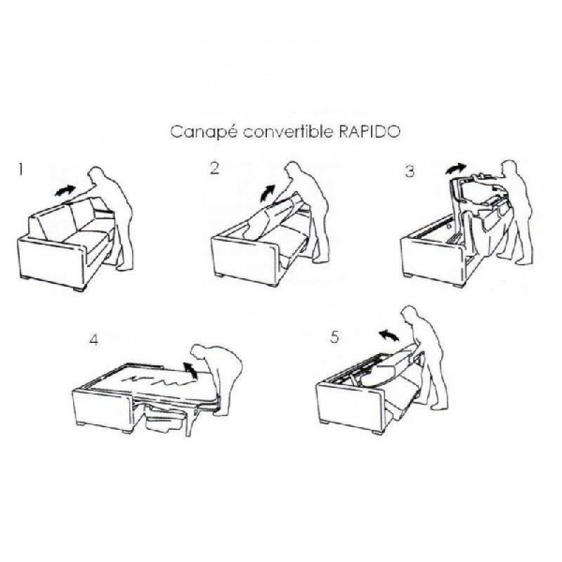 Canapé-lit convertible LEVALLOIS Express - Sommier à lattes 120x197cm - Matelas 16cm - Tête de lit intégrée - Marron_3