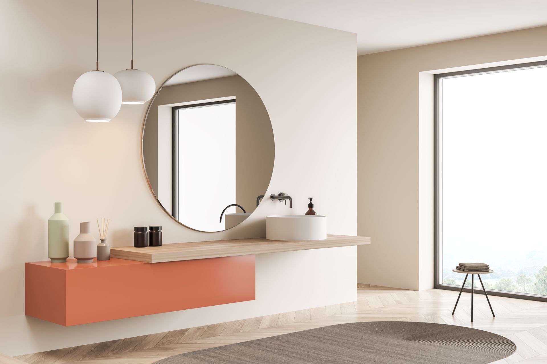 Miroir rond infrarouge 500W Fulkorn - radiateur design anti-buée et performant avec technologie nanotechnologique_3