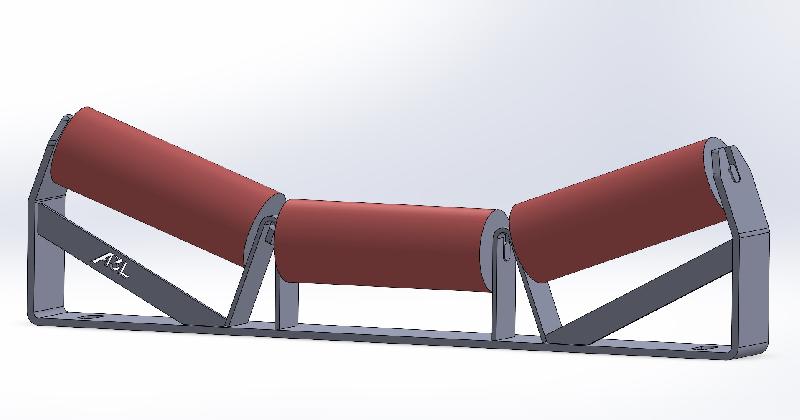Support de rouleaux pour convoyeur à bande - 3 rouleaux inclinés - Plusieurs dimensions et finitions disponibles_3