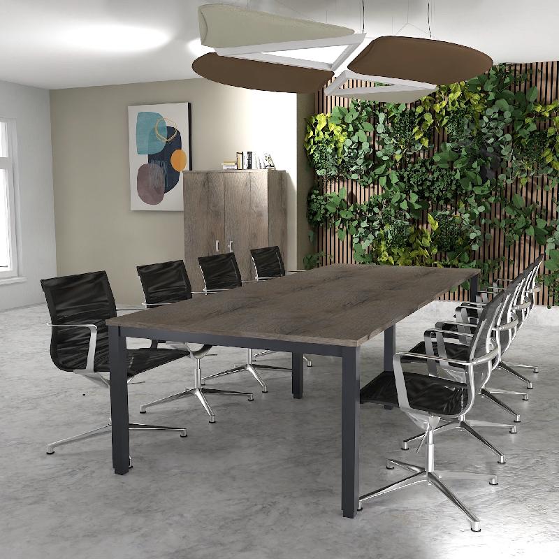 Table de reunion tempo 8-10 personnes - MOBEL LINEA - anthracite, 300, chêne grisé_3