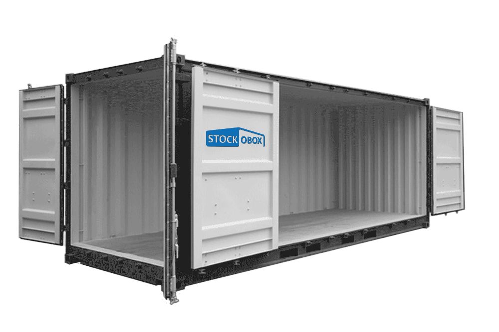 Container maritime 20 pieds open side - Dimensions : 6,05m x 2,43m x 2,59m - Poids : 3400 kg - Volume : 33 m³_3
