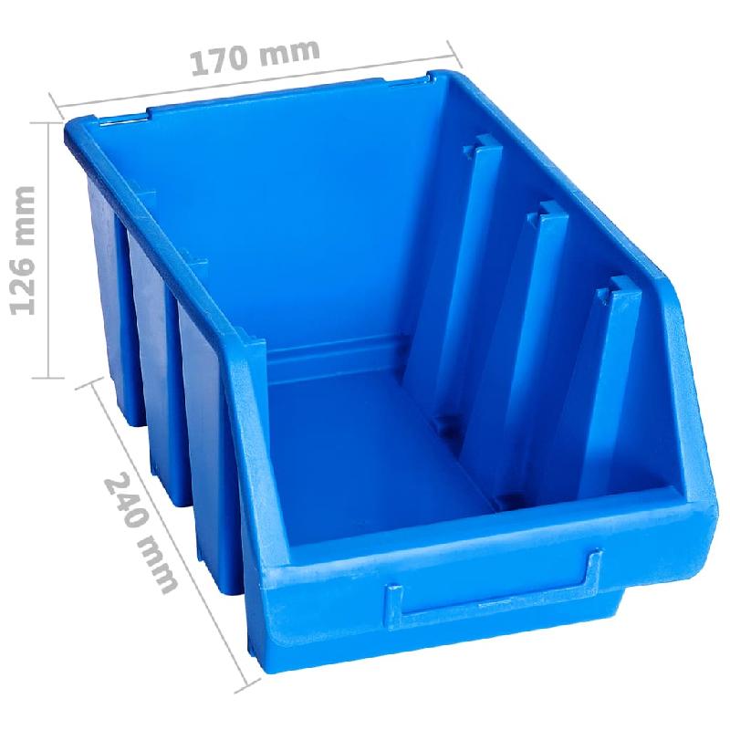 Vidaxl bacs de rangement empilables 20 pcs bleu plastique 146285_3