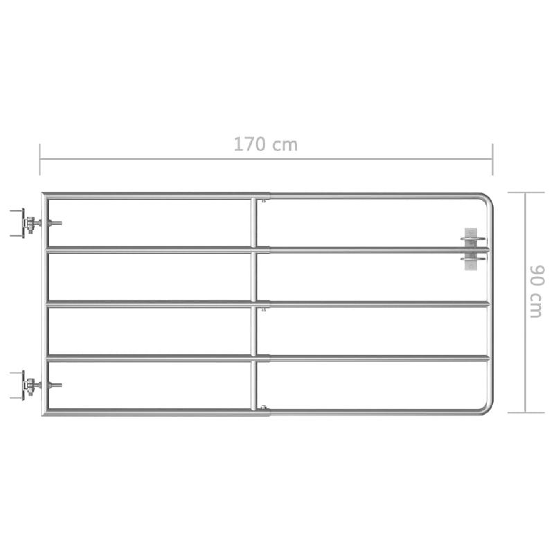 Vidaxl portillon à 5 barres acier (95-170)x90 cm argenté 145985_3