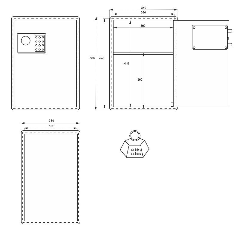 Coffre-fort de sécurité Vincennes 3 - 2 pênes - serrure électronique à code modifiable_3