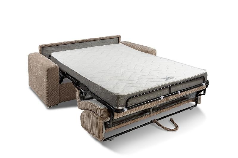 Canapé convertible EXPRESS DREAMER - velours côtelé caramel - sommier lattes 120x197 cm - matelas 16 cm haute résilience_3