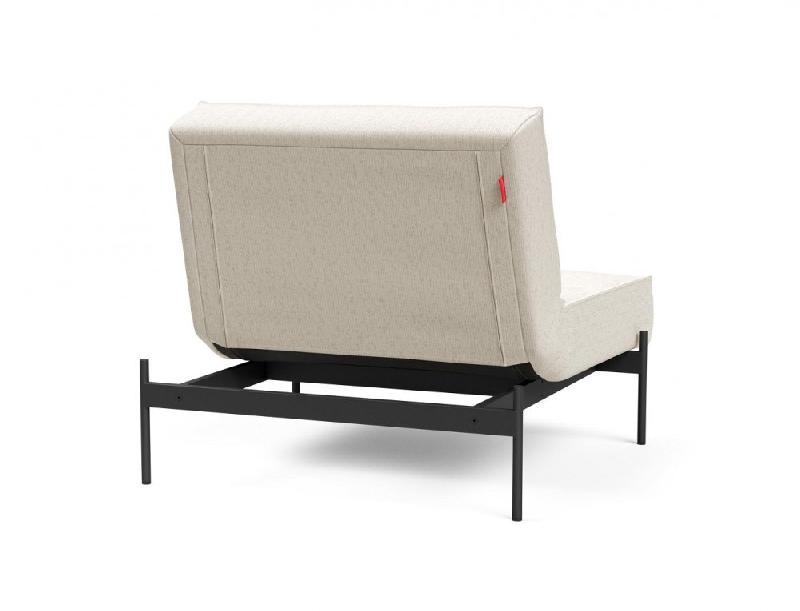 Innovation Living - Fauteuil design Splitback convertible lit 90x115 cm - Bouclé Off White - Pieds acier noir mat_3