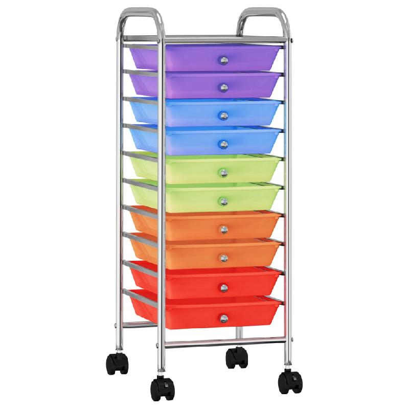 Chariot De Rangement Utilitaire - 10 Tiroirs - Roulant Et Verrouillable - 34 Pouces