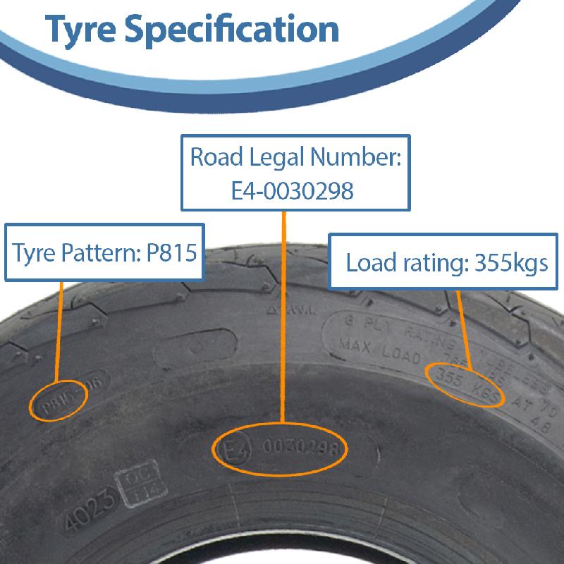 16.5x6.50-8 Pneus remorque 6 plis P815 Road Legal 72M 355kgs 165/65-8 (Lot de 3)_3