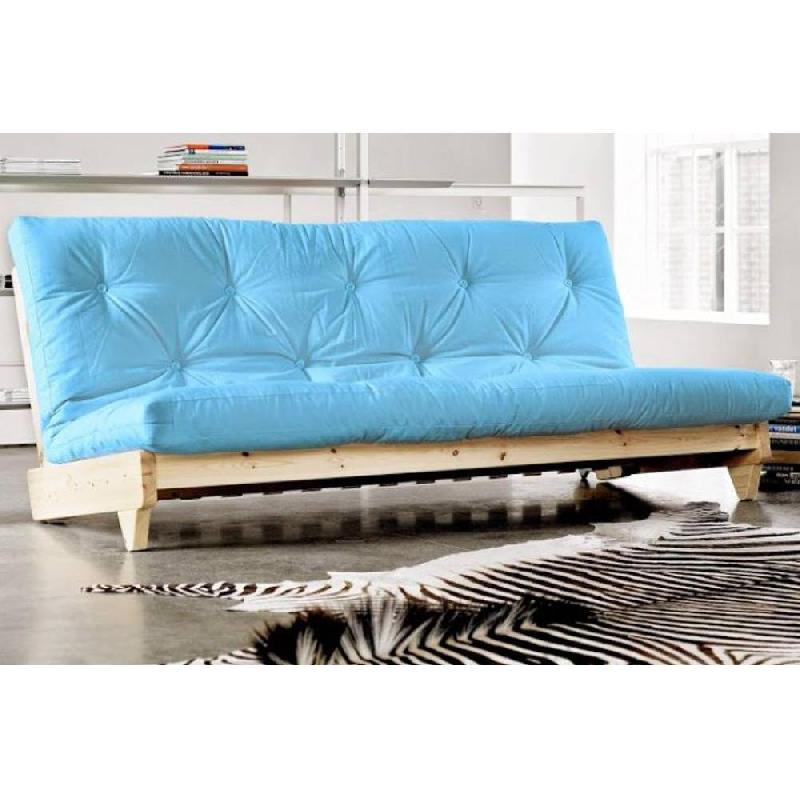 Banquette convertible futon Fresh en pin - Coloris bleu clair - Couchage 140x200 cm - Karup_3