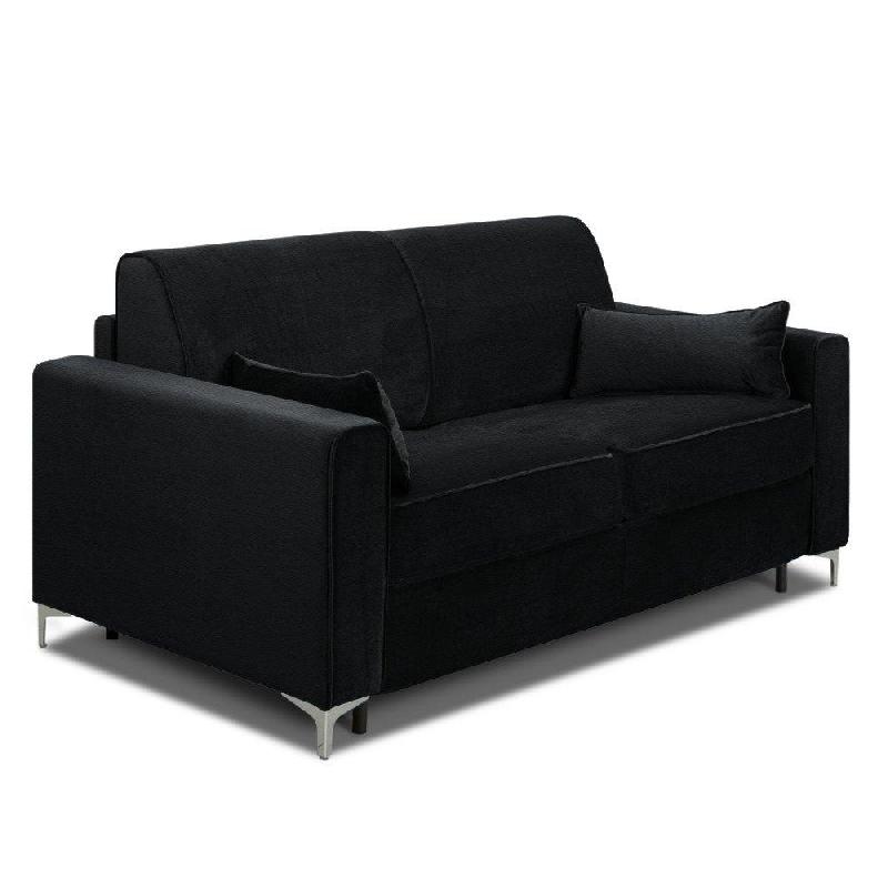 Canapé convertible express Jackson 140 cm - sommier lattes - cuir vachette noir - matelas 16 cm - ouverture rapide_3