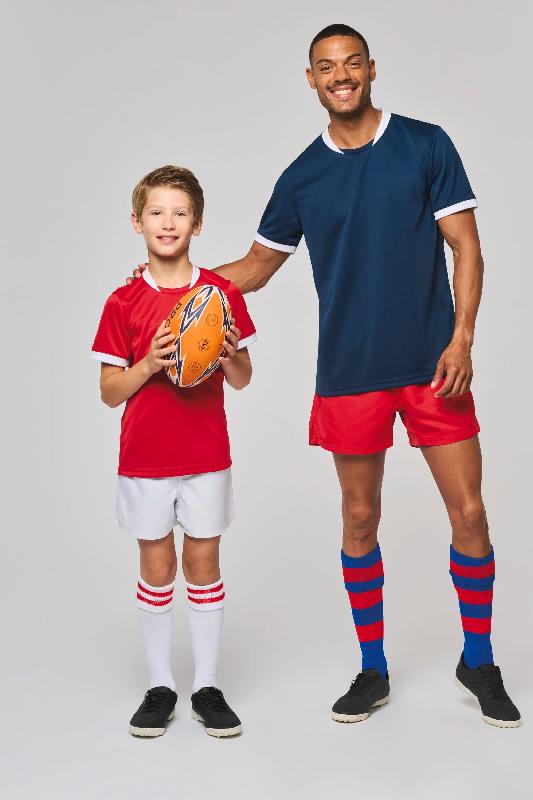 Maillot de rugby manches courtes unisexe PROACT - Réf: PA4027 - 100% polyester, ultra résistant et respirant_3