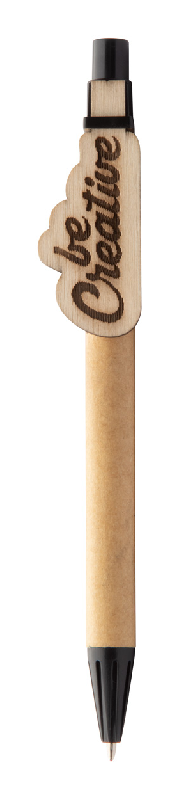 Stylo à bille en papier recyclé - Clip en bois personnalisable - Encre bleue_3