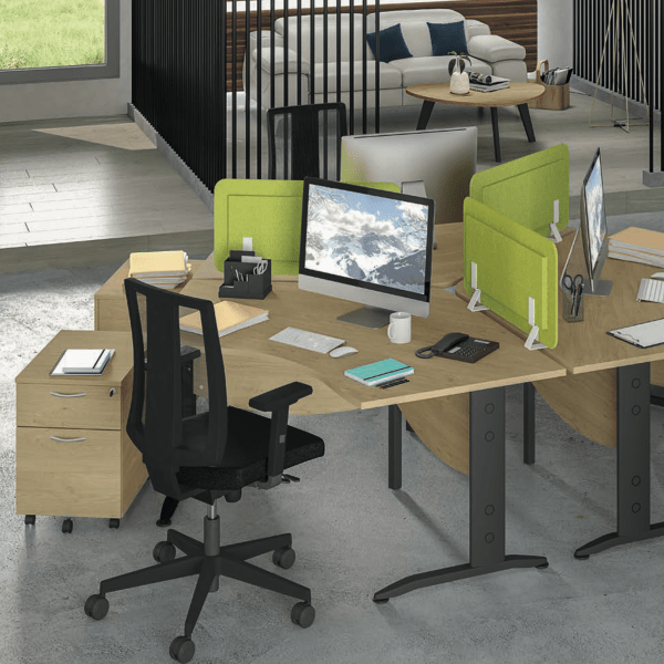 Bureau individuel ou collaboratif en open space avec pied métallique et passe-câbles amovible - Idra - Burocéan_3