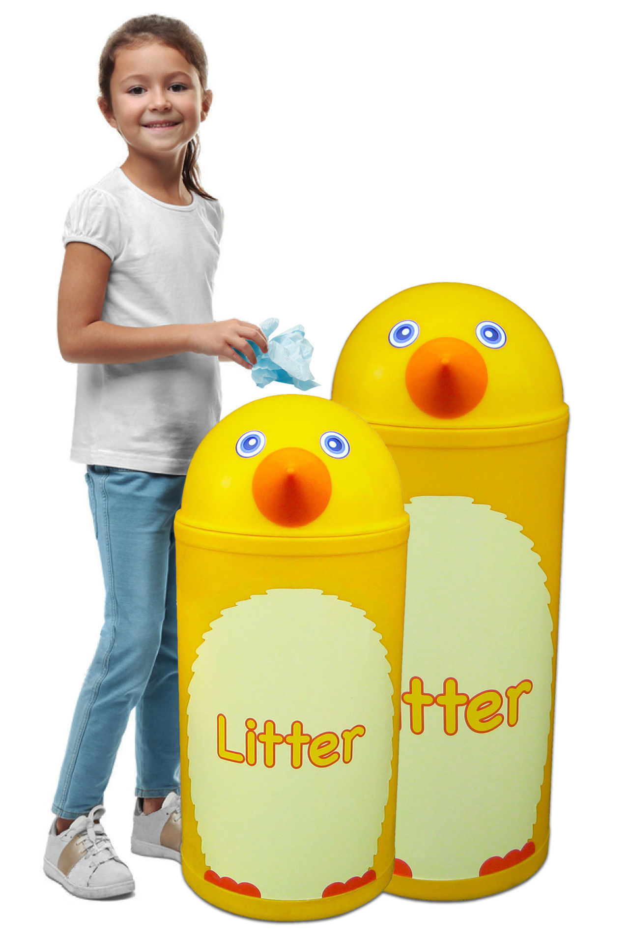 Poubelle colorée en plastique recyclable pour enfants