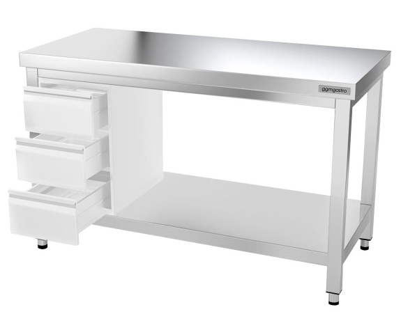 Tables Inox centrales Premium avec Etagère - P 600 mm | Ggm - 1000_3