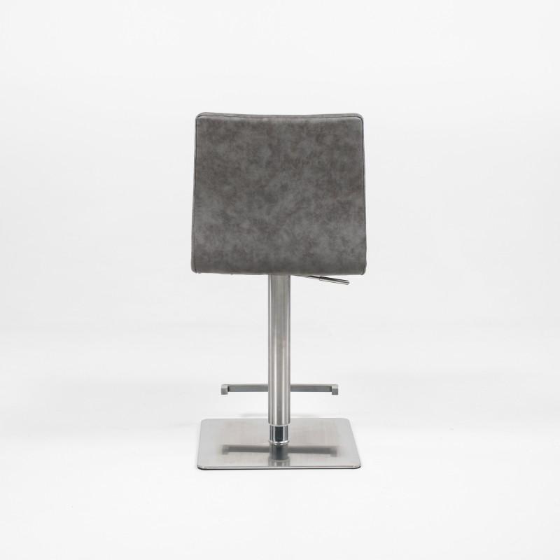 Tabourets de bar réglables et pivotants - coque rembourrée - métal chromé et acier brossé_3