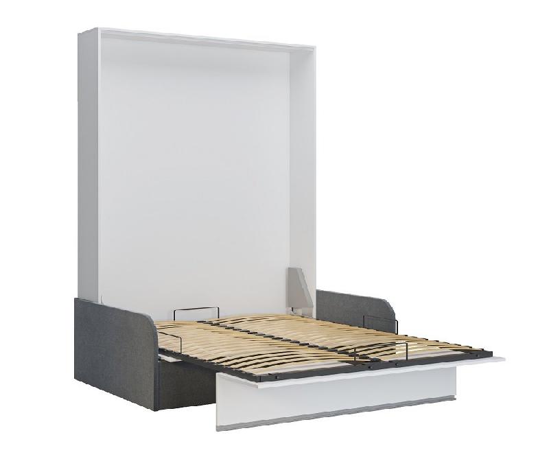 Armoire lit escamotable Bermudes Sofa blanc avec canapé gris - couchage 160x200 cm_3