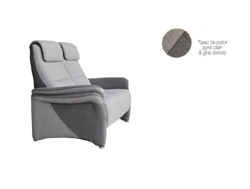 Canapé fixe 2 places ZILIA - Microfibre tissu bi-color gris clair/gris foncé - Design contemporain et confort avec ressorts No-Sag_3