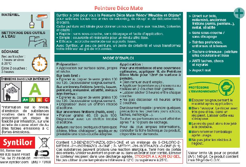 Peinture meuble et boiserie - SYNTILOR blanc mat 0.5 L - sans sous-couche, anti chocs, rayures, taches_3