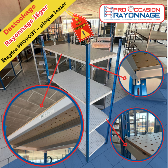 Lot rayonnage léger - niveau en plaque Lozier - 74 montants + 70 niveaux - Provost_3