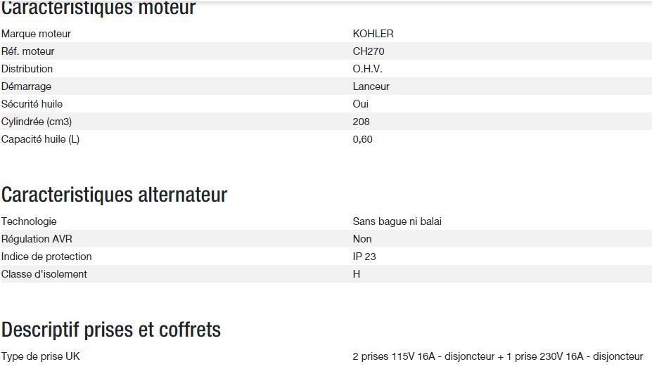Perform 3000 XL TB UK - Groupe électrogène Kohler - Gamme Perform - Puissance max 2,80 kW - 230 V_3