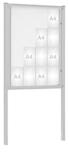 Vitrine Classique anodisé sur poteaux - Simple face - 4 à 21 A4 - Plexichoc - Porte battante réversible ou levante - Serrure de sécurité_3