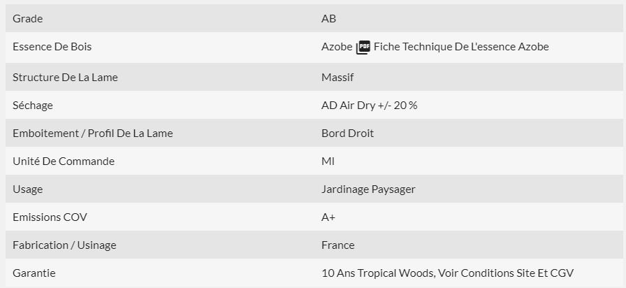 Traverse en azobé sciée 4 faces pour projets paysagers