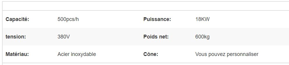 Appareil à cornet de glace professionnel - Henan Gelgoog - capacité 500 pcs/h en acier inoxydable 304_3