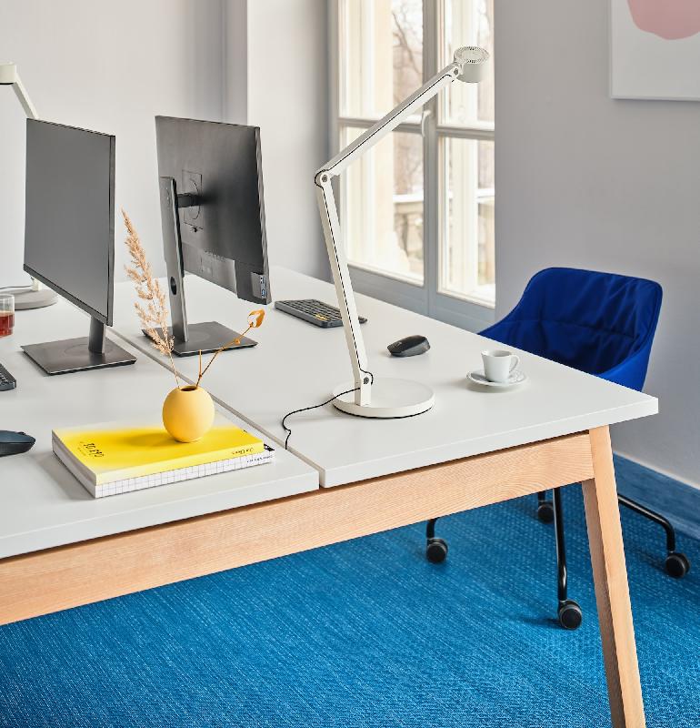 Bureau 2 personnes Ogi Wood - MDD - Non, Blanc, 120 x 141 cm_3