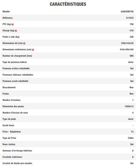 Panneau arrière ouvrant facilitant le chargement de la remorque série 4000