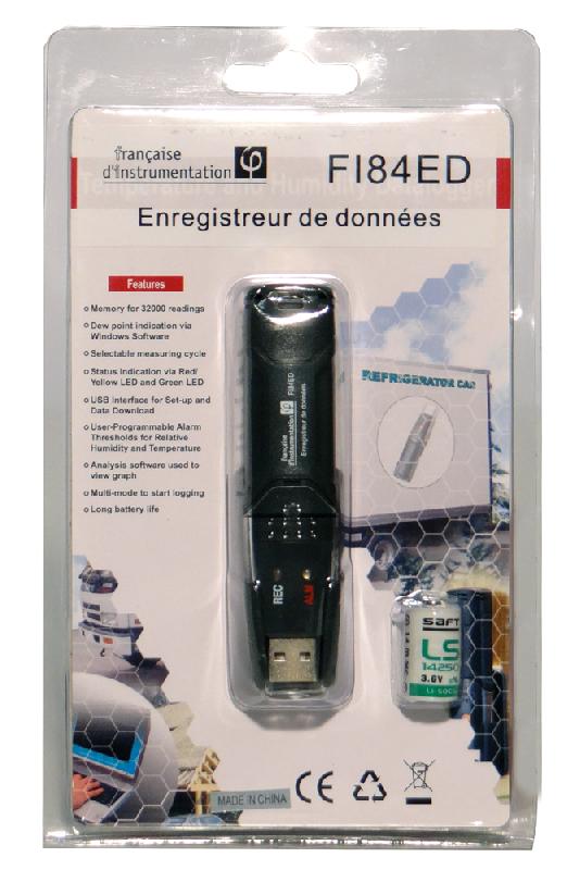 FI84ED - Enregistreur de température et d'humidité - Format clé USB - Calcul du point de rosée et stockage des données_3