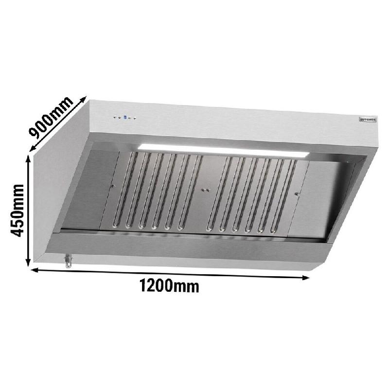 Hotte murale inox 1m20 avec moteur, régulateur, filtre et éclairage | Profondeur 900 mm_3