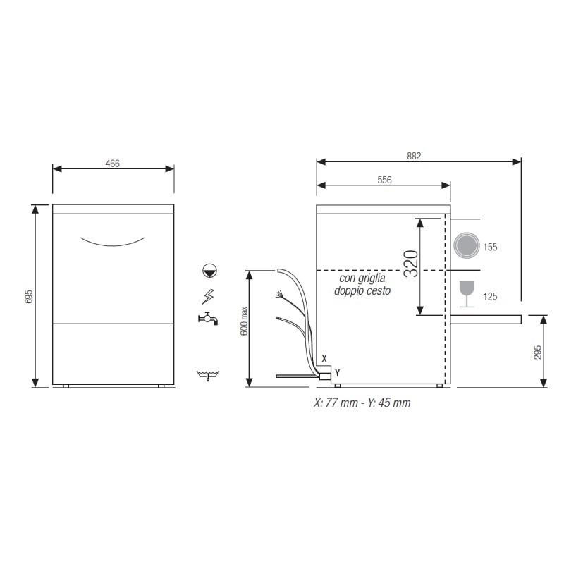 Lave-verres Mono 230V+T Panier 400x400mm Gamme NIAGARA Elettrobar Furnotel_3