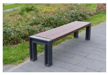 Banc public 100% plastique recyclé - UENO - Noir et marron - Longueur 130 ou 180cm - Imputrescible et sans entretien_3