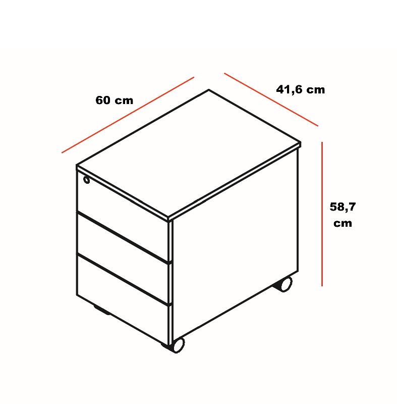 Caisson mobile exécutif Mito - MDD - Blanc, 3 tiroirs_3