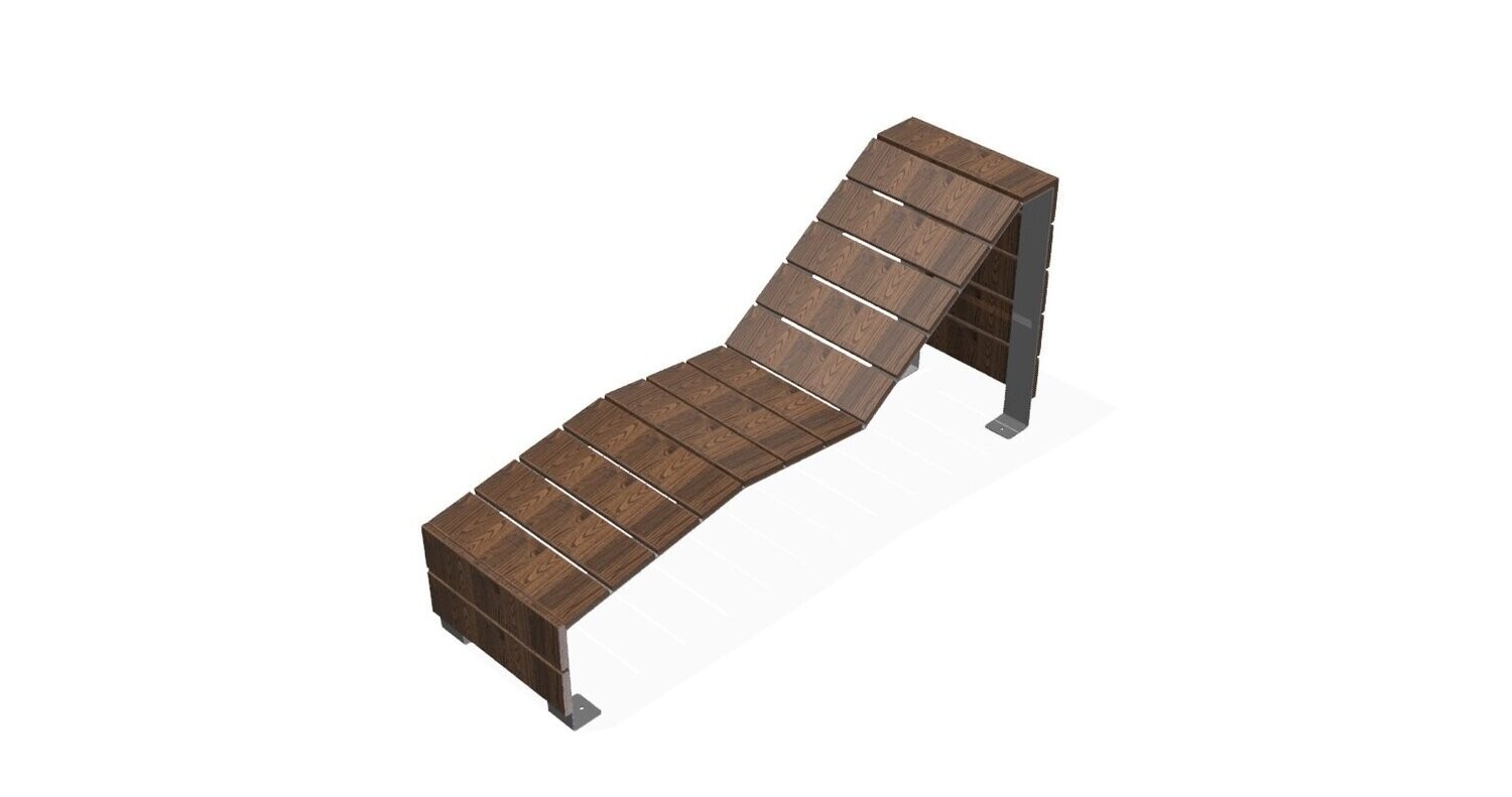 Chaise longue en acier inoxydable & Bois exotique - Référence MUB20_3