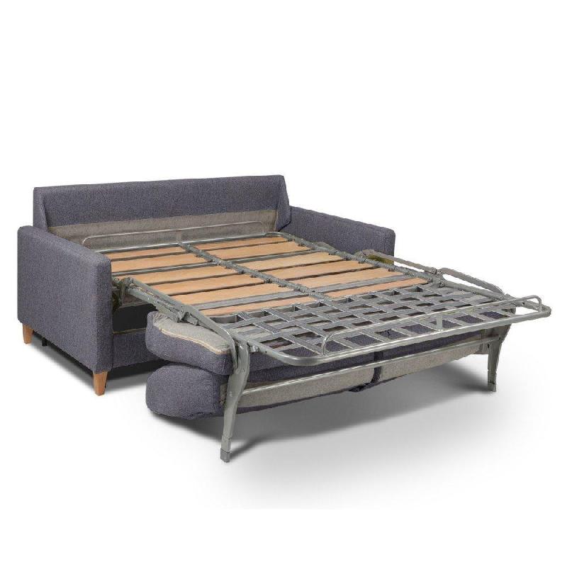 Canapé convertible Oggetto - Matelas 16 cm - Système express sommier à lattes 120 cm - Velours gris anthracite Renatonisi_3