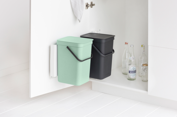 Poubelle encastrée Sort & Go Built-in Bin - 2 x 12 Litres - Jade Green & Grey - Brabantia_3